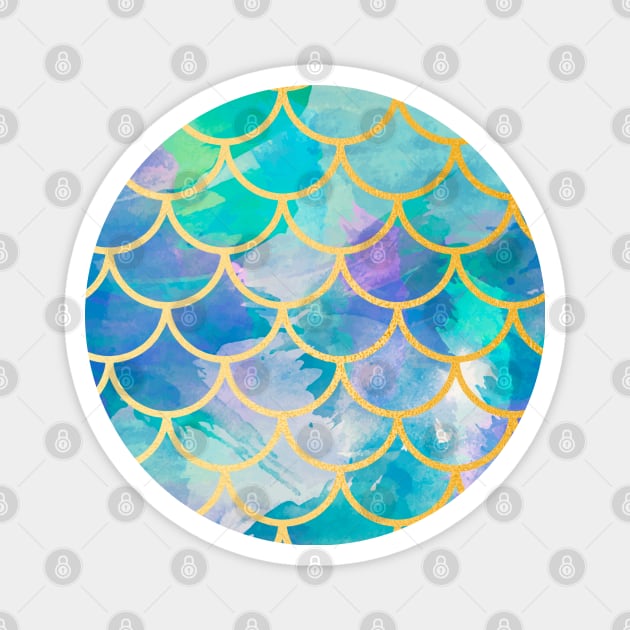 Mermaid Tail Scales Sea Blue Gold Magnet by Live Together